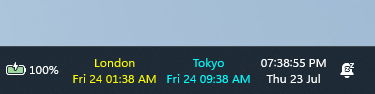 1st Clock displays multiple time zone clocks on the Windows 11 taskbar.
